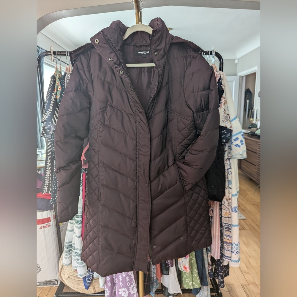 Purple Kenneth Cole long puffer jacket